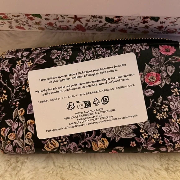 CHRISTIAN DIOR BLACK CALFSKIN PRINTED MULTICOLOR MILLEFIORI MOTIF WALLET - Picture 9 of 11